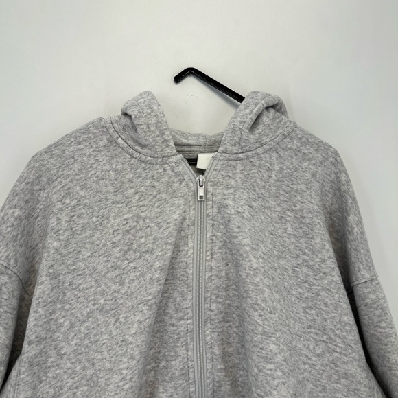 H&M Cinched Oversized Semi Cropped Hooded Zip Wide Balloon Sleeve Jacket - Picture 2 of 6
